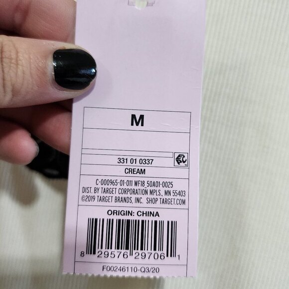 Wild Fable Pug Dog Ribbed Embroidered White Long Sleeve Crop Top Size Medium - Picture 11 of 13